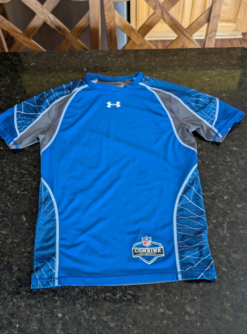 Under Armour HeatGear Compression Blue/Gray NFL Combine Performance Shirt Large